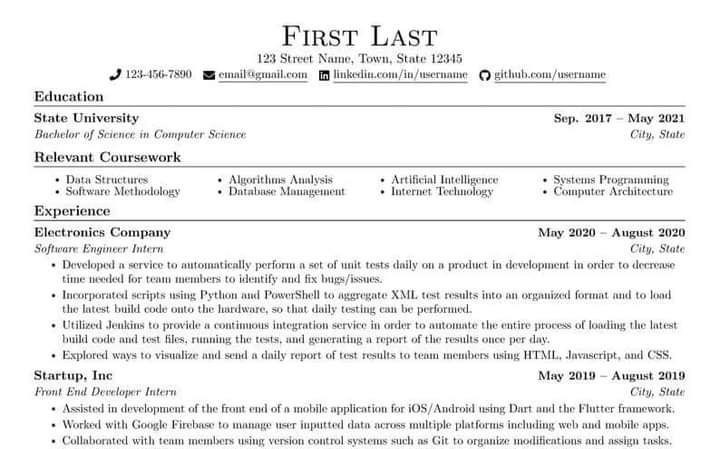 Resume template with an alleged ATS score of 95.