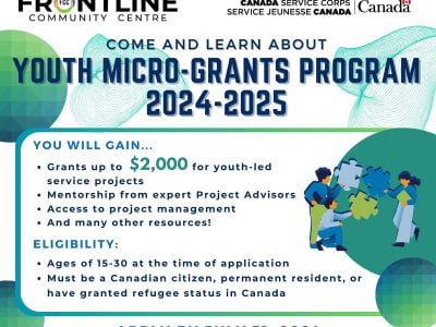 Frontline Community Centre Youth Micro-Grants Program 2024-2025 | up to $2,000