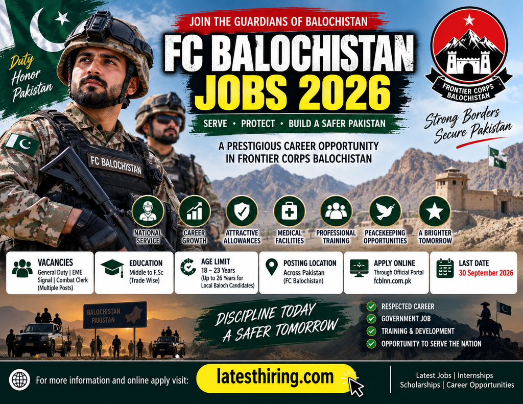 FC Balochistan Jobs 2026 – Latest 500 FC Posts | Frontier Corps Online Apply